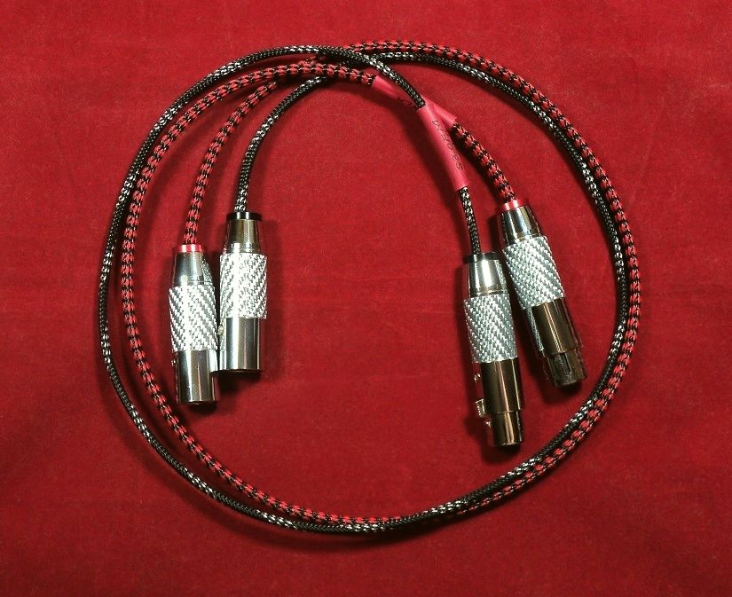 The Basic 3ft Pure Silver Wire Audio Interconnect F XLR M XLR- Red/Black/Silver